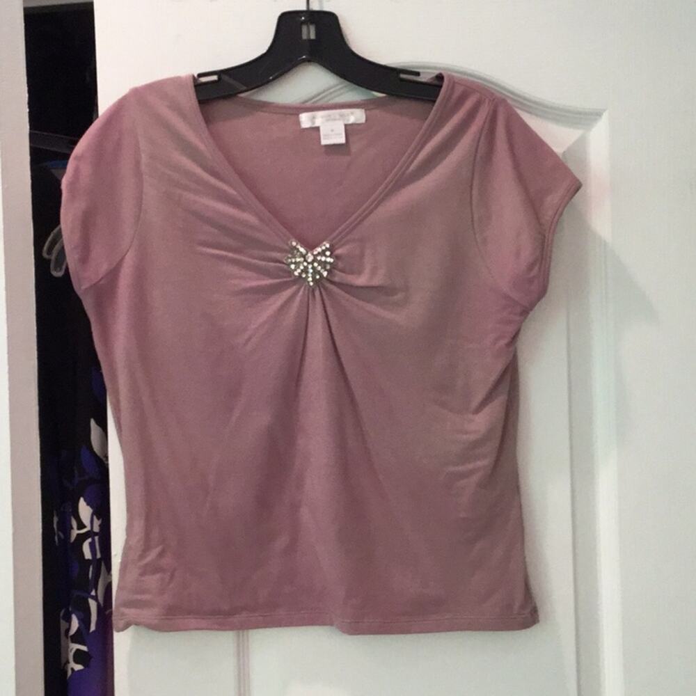 August Silk Mauve bejeweled tee M worn once